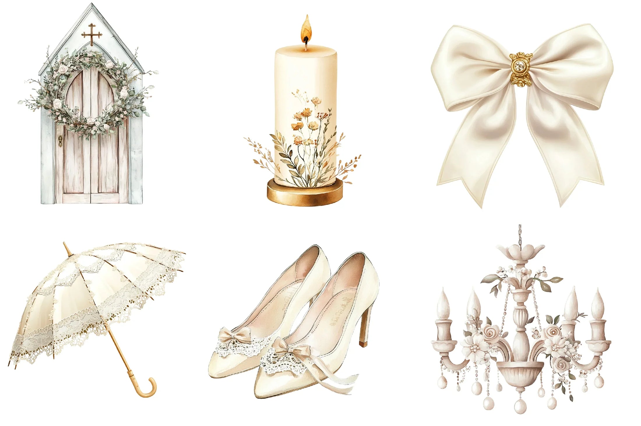 Antique Ivory Wedding Clipart Bundle