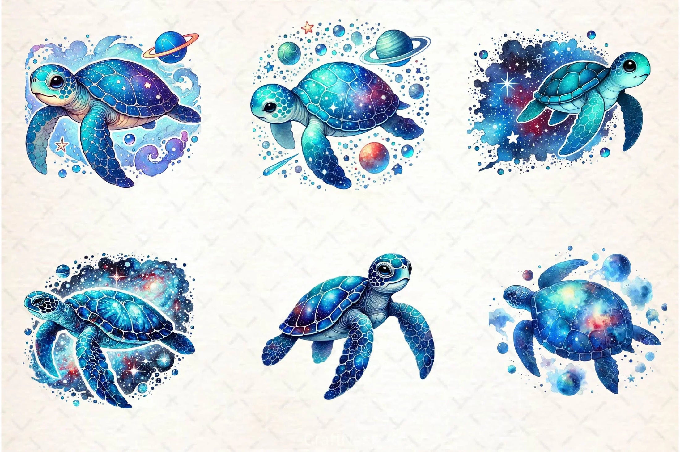 Celestial Turtles Clipart Bundle