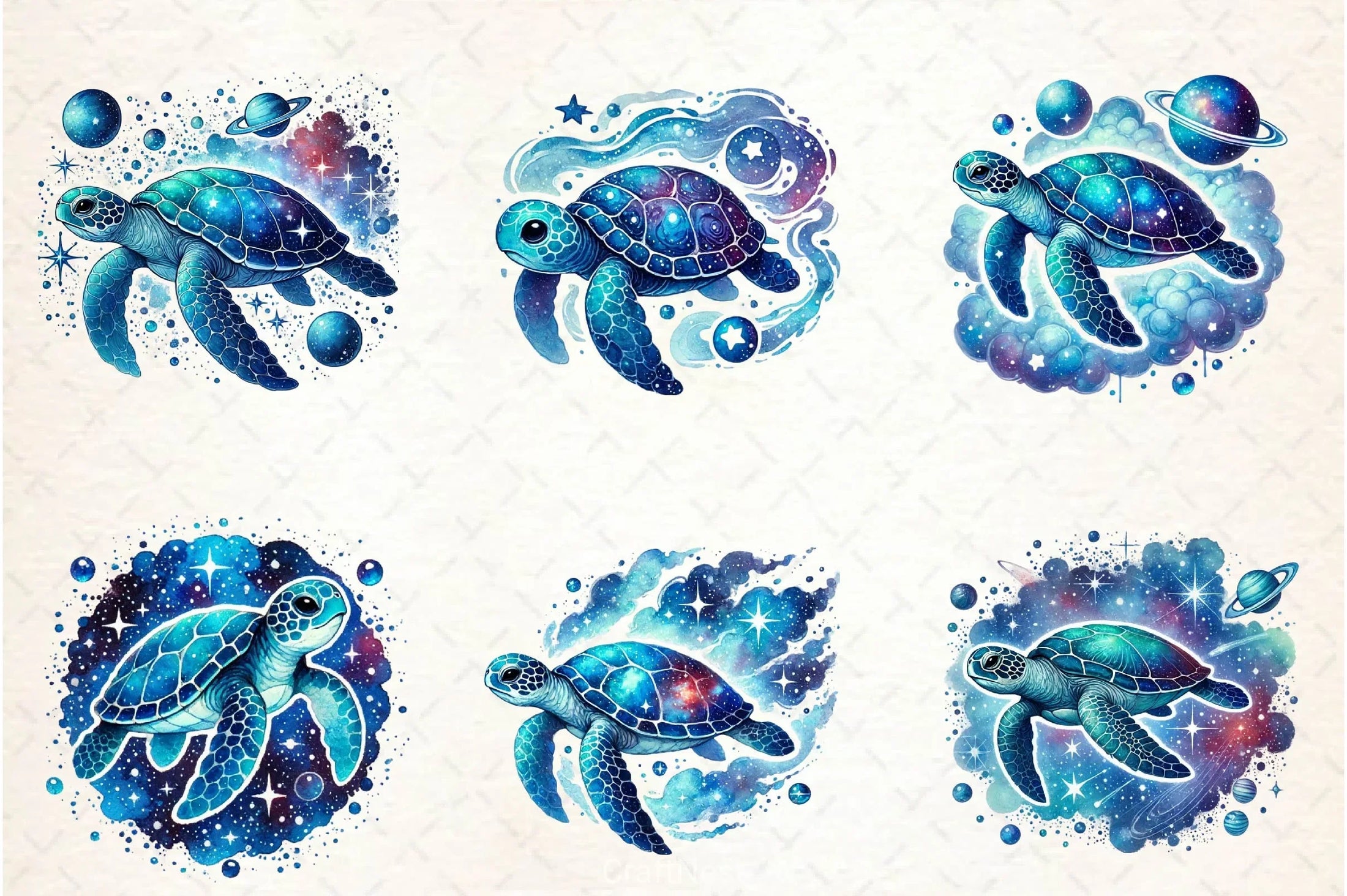 Celestial Turtles Clipart Bundle