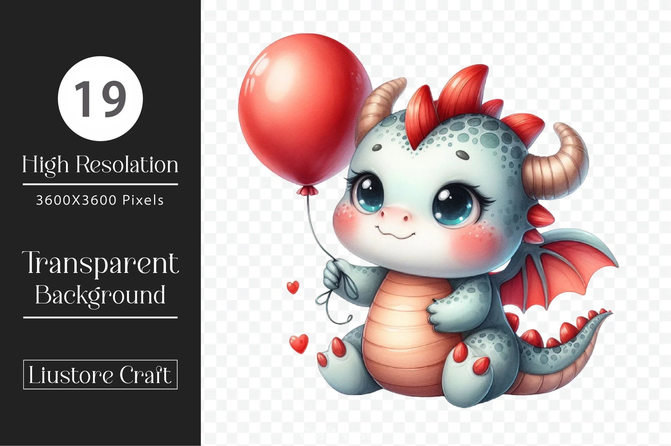 Cute Baby Dragon Valentine Clipart Bundle