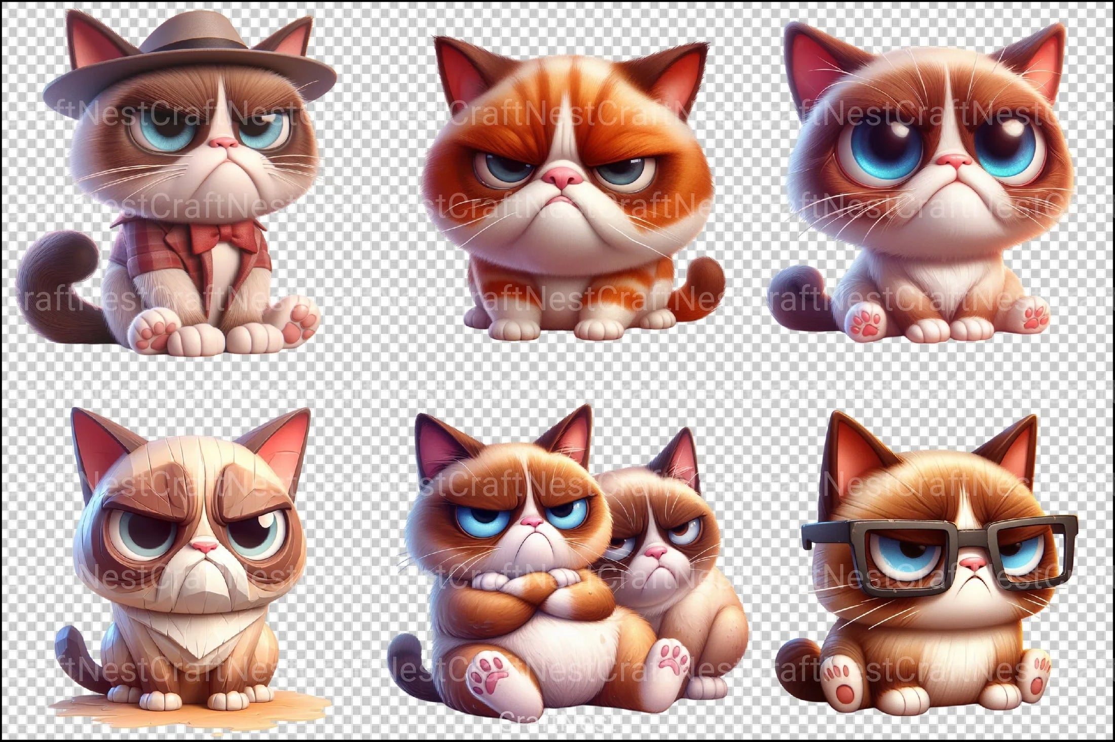 Grumpy Cat Script Funny Grumpy Cats Clipart Bundle